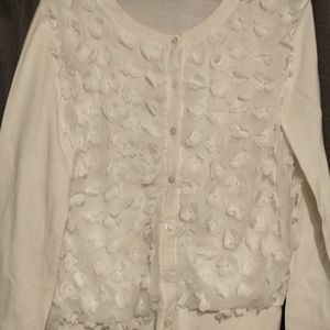 White flower and pearl cardigan